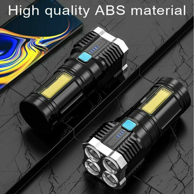 This & That Store Flashlight W12480379 Ultra-Bright LED Flashlight – USB Rechargeable, Long-Range 500m Beam, Waterproof, 4 Lighting Modes for Camping, Hiking, Emergency & Outdoor Use