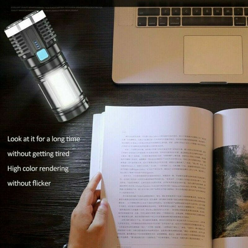 This & That Store Flashlight W12480379 Ultra-Bright LED Flashlight – USB Rechargeable, Long-Range 500m Beam, Waterproof, 4 Lighting Modes for Camping, Hiking, Emergency & Outdoor Use
