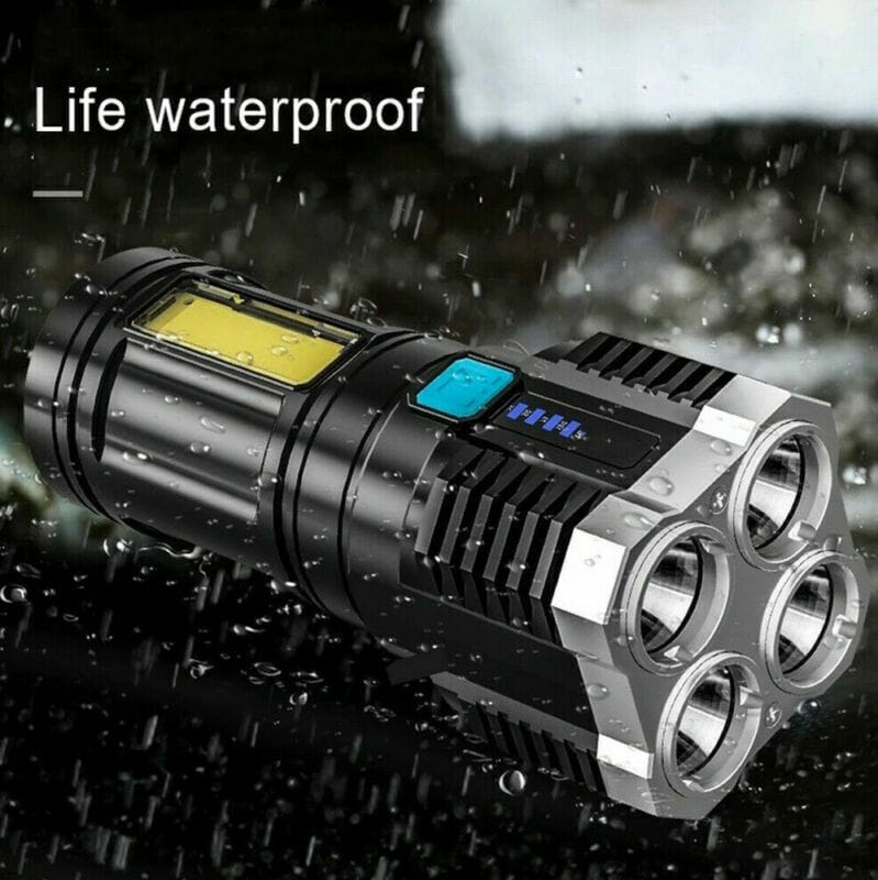 This & That Store Flashlight W12480379 Ultra-Bright LED Flashlight – USB Rechargeable, Long-Range 500m Beam, Waterproof, 4 Lighting Modes for Camping, Hiking, Emergency & Outdoor Use