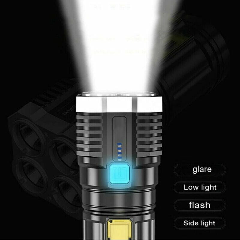 This & That Store Flashlight W12480379 Ultra-Bright LED Flashlight – USB Rechargeable, Long-Range 500m Beam, Waterproof, 4 Lighting Modes for Camping, Hiking, Emergency & Outdoor Use