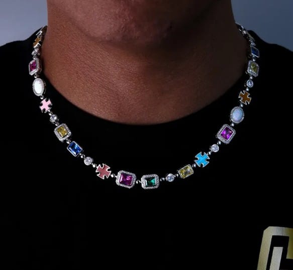 This & That Store Gold-Plated Hip-Hop Gemstone Necklace