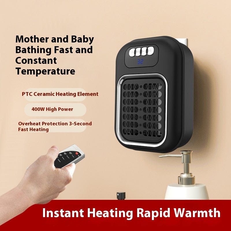 This & That Store Home Improvement Black / AU Wall Mounted Portable Small Electric Heater With Remote Control, Adjustable Silent Thermostat Suitable For Winter Home Offices Bathroom