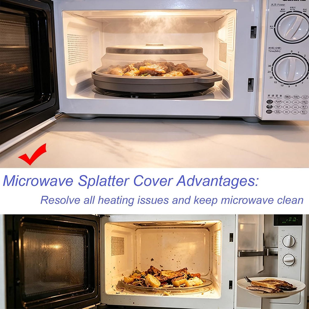 This & That Store Kitchen Accessories 10.6" Silicone Microwave Splatter Cover & Anti-Scald Base Mat Set