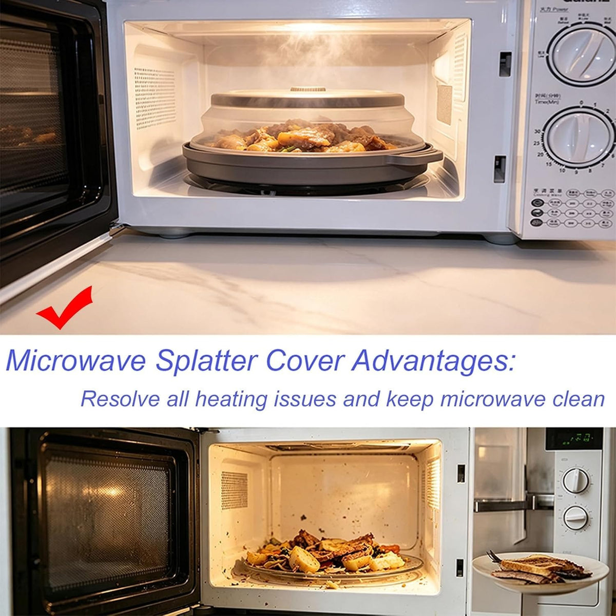 This & That Store Kitchen Accessories 10.6" Silicone Microwave Splatter Cover & Anti-Scald Base Mat Set