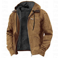 This & That Store Men's Clothing Camel / 4XL Winter Hooded Coat With Pockets Fashion Warm Fleece Zip-up Jacket Casual Outwear Men's Clothing
