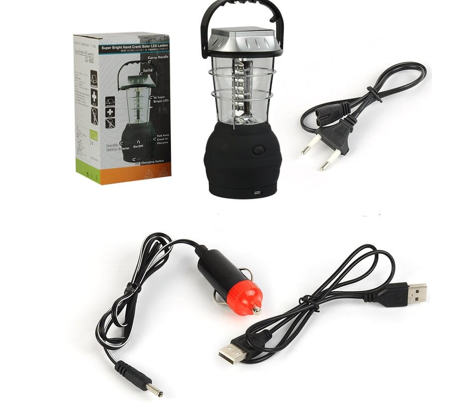 This & That Store Outdoor Recreation Black LS-360 Hand Crank Solar Lantern – 36 LED, Super Bright