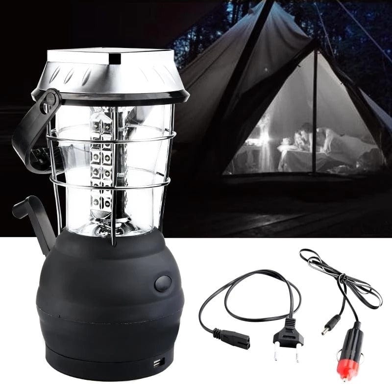This & That Store Outdoor Recreation Black LS-360 Hand Crank Solar Lantern – 36 LED, Super Bright