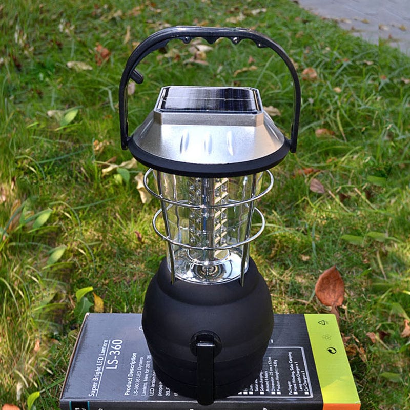 This & That Store Outdoor Recreation Black LS-360 Hand Crank Solar Lantern – 36 LED, Super Bright