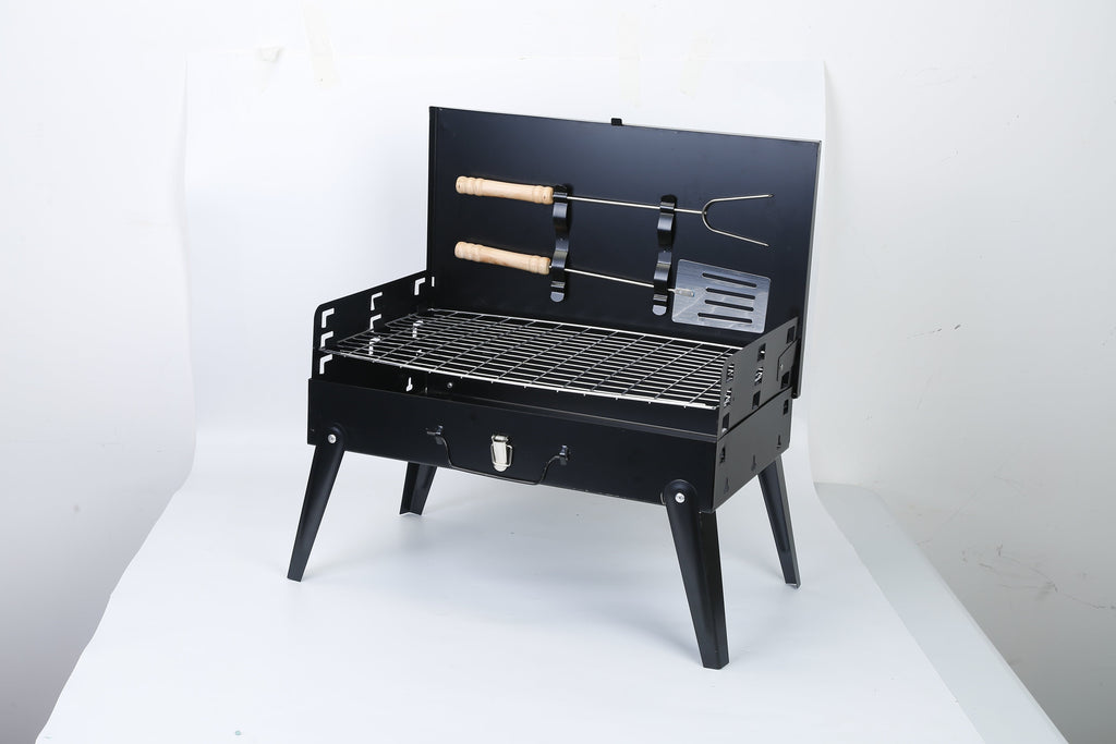 This & That Store Portable BBQ Grill Black Portable Charcoal Grill – Foldable Suitcase BBQ Grill for Camping, Tailgating & Outdoor Cooking