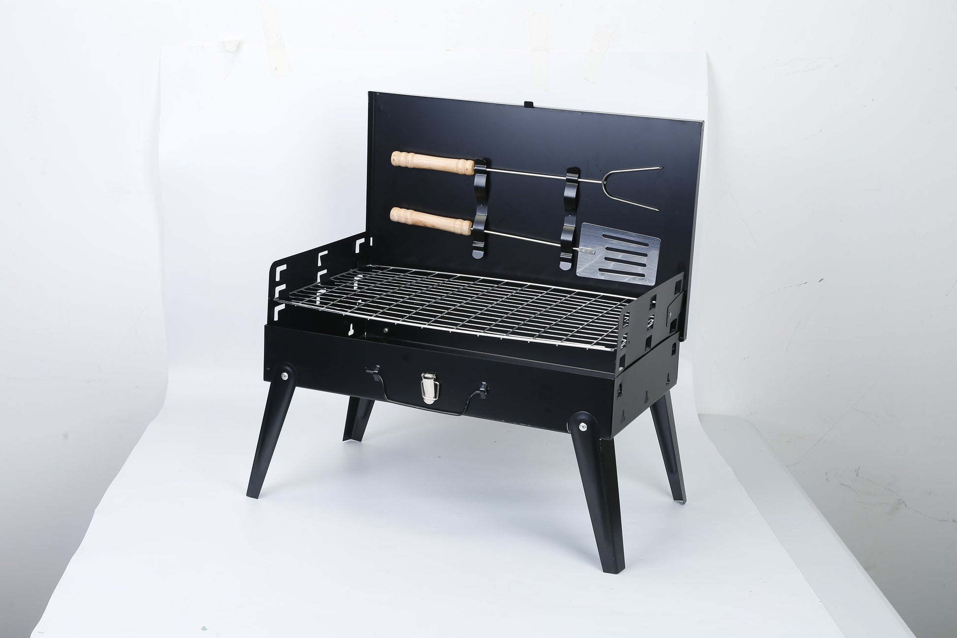 This & That Store Portable BBQ Grill Black Portable Charcoal Grill – Foldable Suitcase BBQ Grill for Camping, Tailgating & Outdoor Cooking