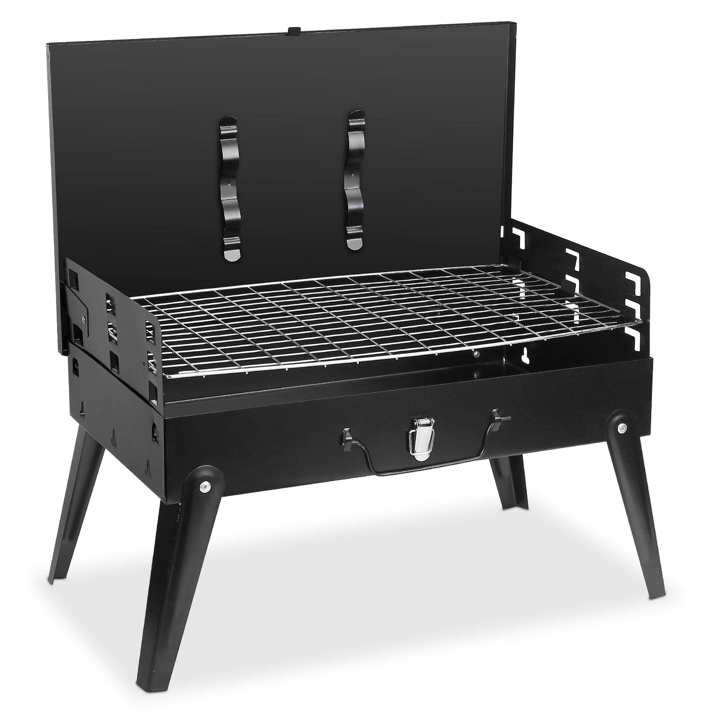 This & That Store Portable BBQ Grill Black Portable Charcoal Grill – Foldable Suitcase BBQ Grill for Camping, Tailgating & Outdoor Cooking