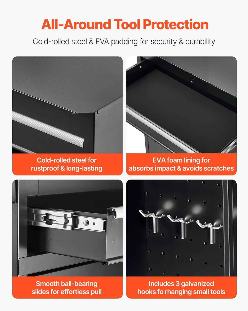 This & That Store Shop Equipment Black 2‑in‑1 Rolling Tool Chest with 5 Drawers and Detachable Toolbox