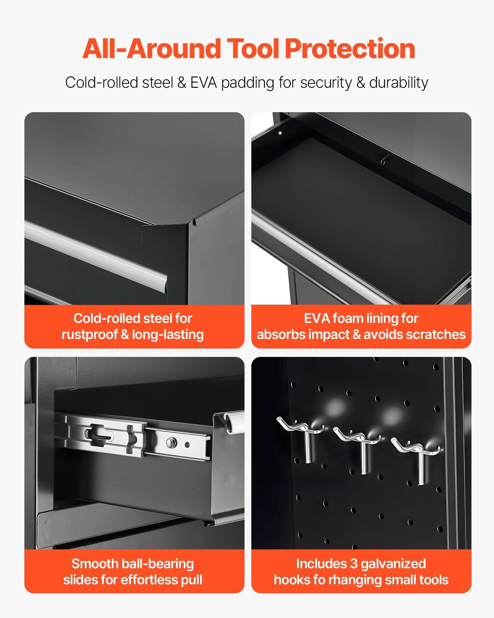 This & That Store Shop Equipment Black 2‑in‑1 Rolling Tool Chest with 5 Drawers and Detachable Toolbox