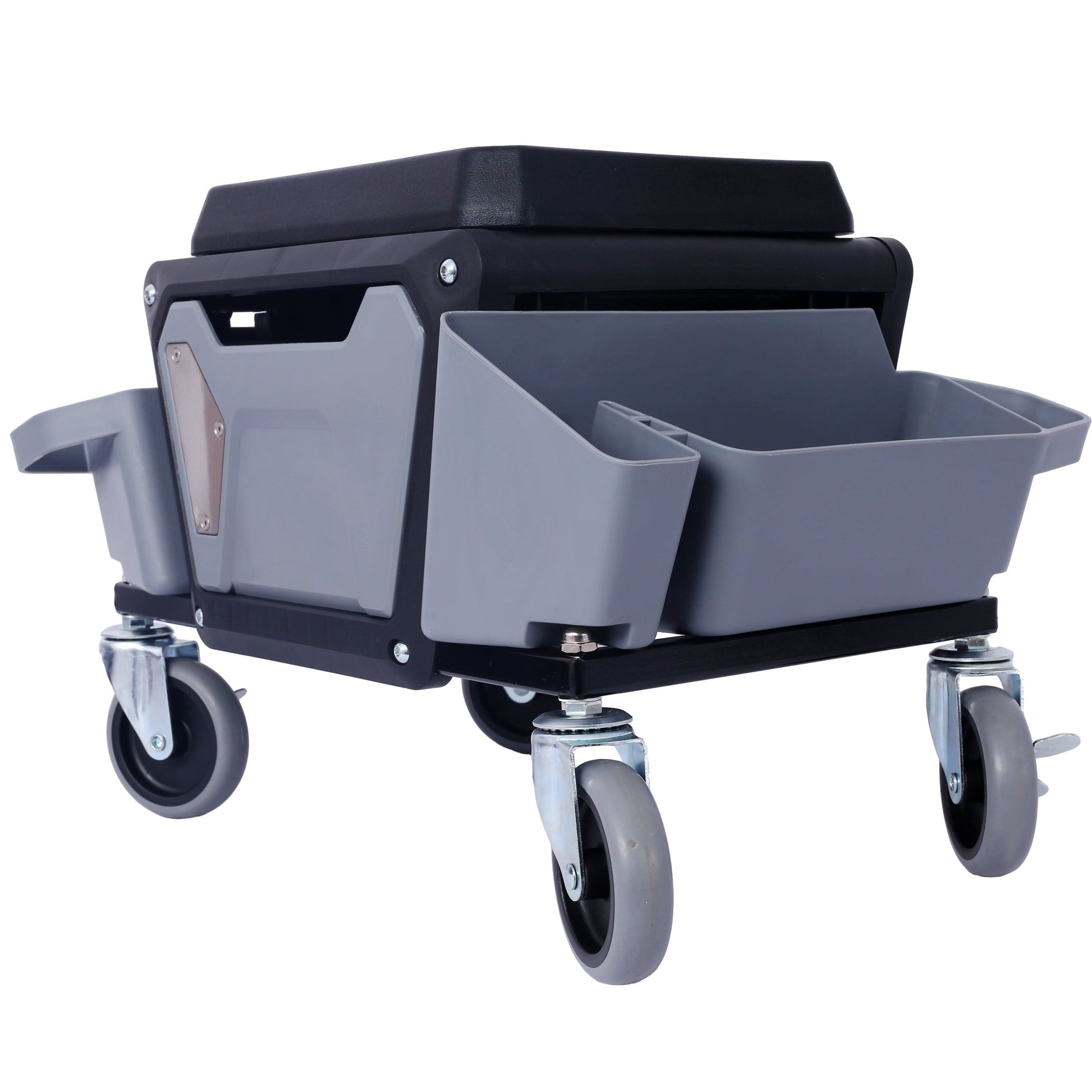 This & That Store Shop Equipment Grey Heavy Duty Rolling Mechanic Stool with Tool Tray | Garage Seat