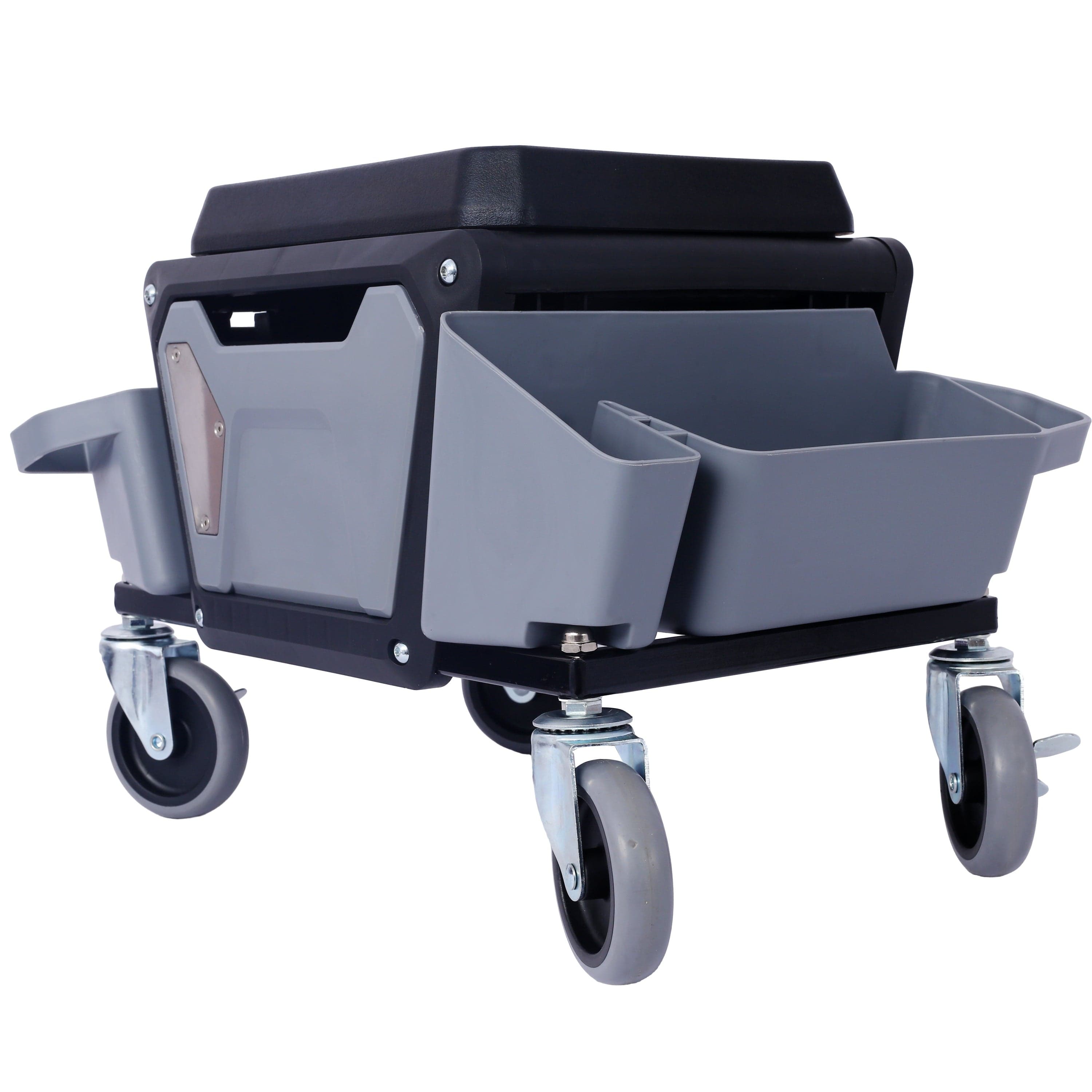 This & That Store Shop Equipment Grey Heavy Duty Rolling Mechanic Stool with Tool Tray | Garage Seat
