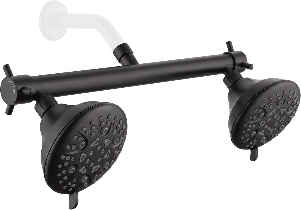 This & That Store Shower Head TRIPHIL 16" Dual Shower Head for Couples - Matte Black High Pressure 8-Spray Tandem System