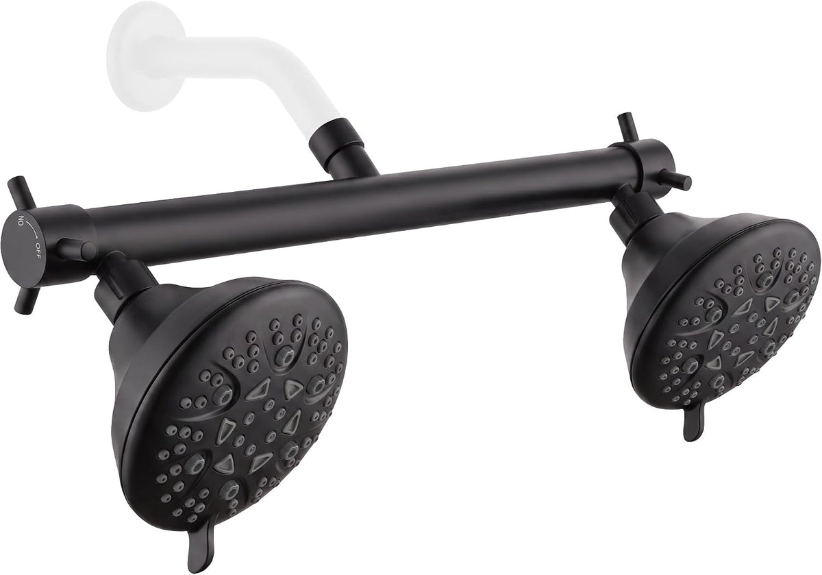 This & That Store Shower Head TRIPHIL 16" Dual Shower Head for Couples - Matte Black High Pressure 8-Spray Tandem System