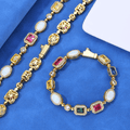 This & That Store Titanium Necklace new / 16 inches (length 40.64cm) Gold-Plated Hip-Hop Gemstone Necklace