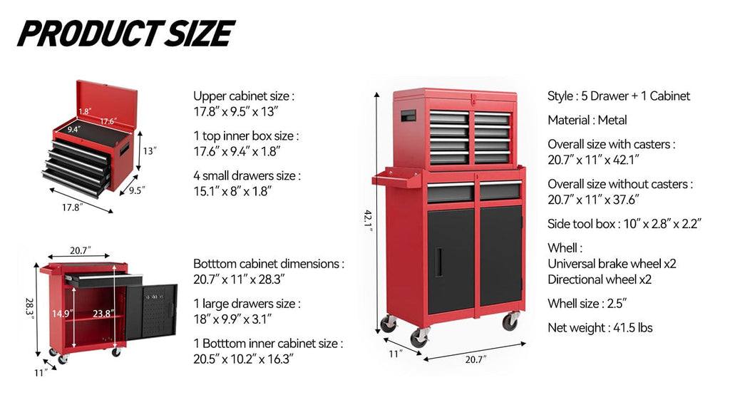 This & That Store Tool Cart TOOL CABINET Heavy-Duty Tool Chest for Workshop & Garage | Secure 5-Drawer Storage