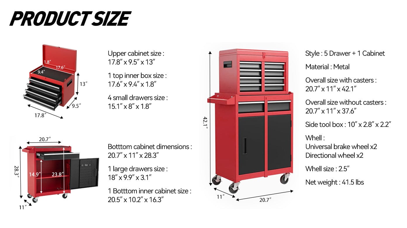 This & That Store Tool Cart TOOL CABINET Heavy-Duty Tool Chest for Workshop & Garage | Secure 5-Drawer Storage