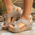 This & That Store Women's Shoes Beige / 36 Summer Zipper Wedges Sandals Women's Lightweight Height Increasing Shoes Fashion Casual Sandals