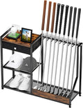 Xnwouco Outdoor Recreation Golf Club Organizer Stand for 9 Clubs & Balls Wood Metal Rack
